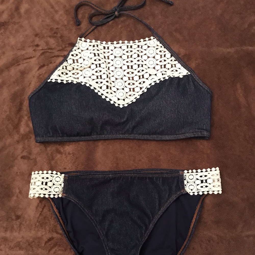 NWOT Denim Two-piece Swimsuit
